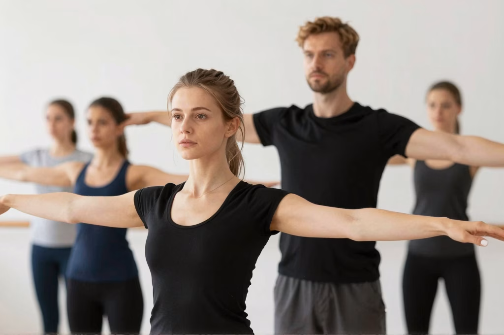 Étudiants en théâtre pratiquant des exercices de jeu selon la méthode Stanislavski en cours dramatique