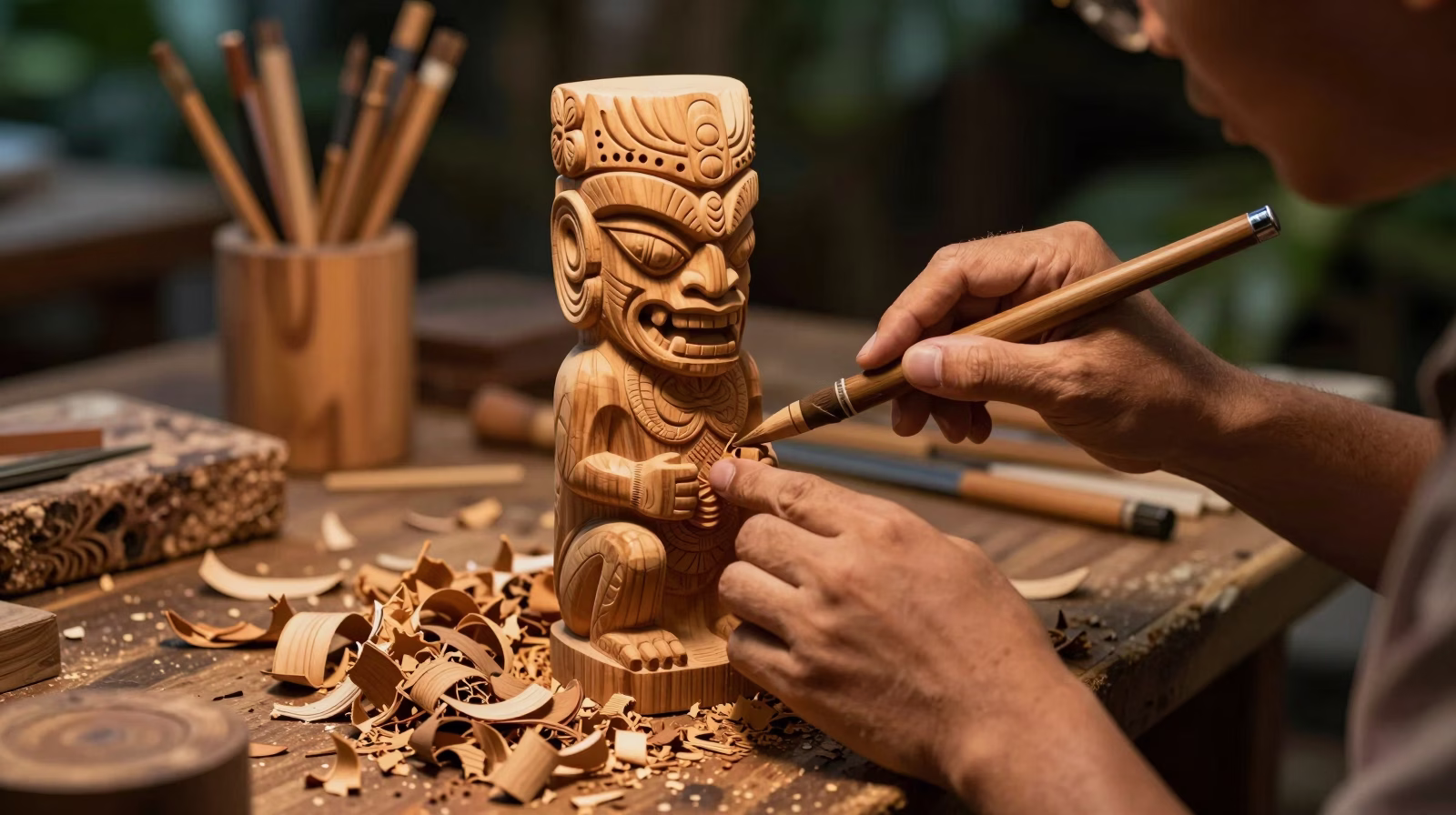 Atelier de sculpture sur bois au CMA